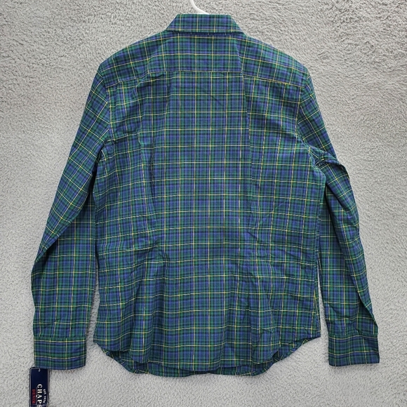 Chaps Denim Mixed Tartan Plaid Shirt Womens Large Blue Green Button Front NWT - Picture 9 of 12